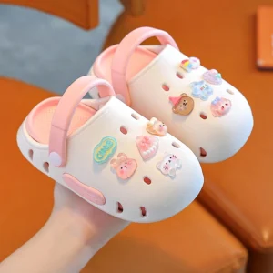 Baby Cute Cartoon Crocs Sandal – Soft & Lightweight (Pink Strap)