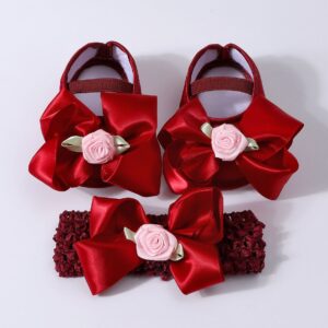 Baby Ribbon Bow Shoes & Headband Set (0–12 Months)
