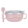 Stainless Steel Baby Feeding Bowl With Lid And Spoon | Double Handle Design - Image 3