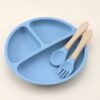 Silicone Baby Feeding Plate Set with Spoon & Fork – Divided Baby Plate - Image 4