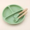 Silicone Baby Feeding Plate Set with Spoon & Fork – Divided Baby Plate - Image 2