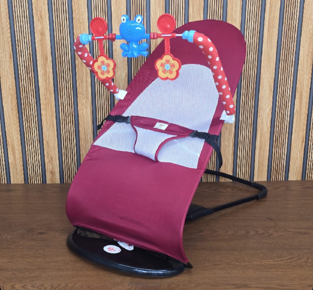 Baby Bouncer Chair with Hanging Toys & Safety Belt | Comfortable Newborn Rocker Seat | Portable Infant Bouncer - Image 4